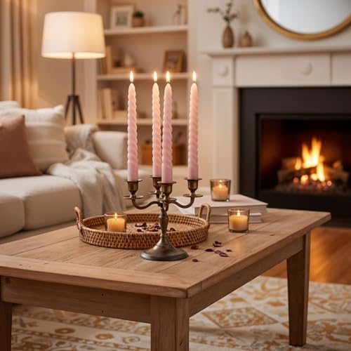 6er Set Rosa Kerzen Gedreht H20cm Stabkerzen Tafelkerzen Spiralkerzen Altrosa Tischdeko Kerzen Deko