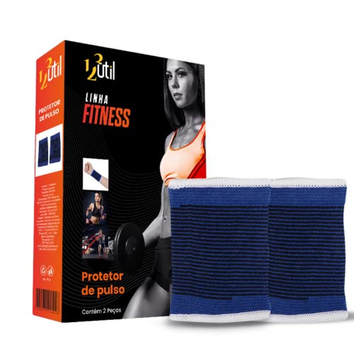 MUNHEQUEIRA DE POLIESTER DE PULSO AZUL LINHA FITNESS COM 2 PECAS