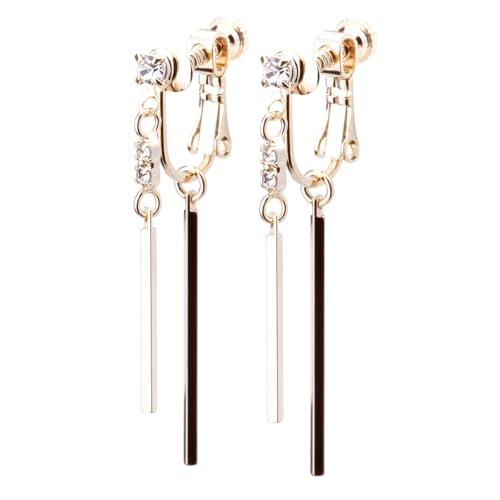 LOKUMI イヤリング 金属アレルギー対応 日本製 シリコンカバー付 バー ビジュー レディース シンプル 揺れる ロング シルバー ゴールド ピンクゴールド 金メッキ K24メッキ ネジ式 金属アレルギー対応イヤリング ne-68 (K24ゴールド)