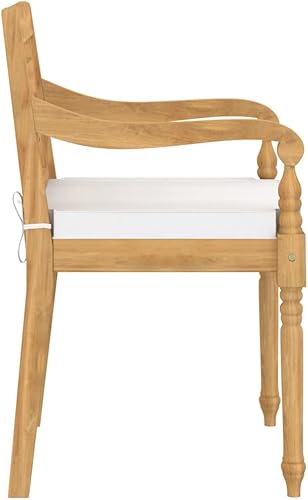 Miniatura 6 de Sillas Batavia 4 piezas con cojines de madera maciza de teca al aire libre para patio al aire libre Sillas para Comedor para sala de estar, picnic,