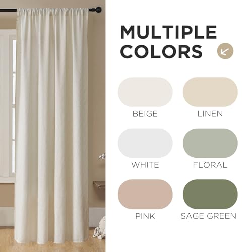 Image of Joydeco Beige Boho Curtains 90 Inch Curtains 2 Panels Set, Cream Boho Curtains for Bedroom Living Room, Super Soft Light Filtering Country Rustic Semi Sheer Farmhouse Curtains-No Tassels