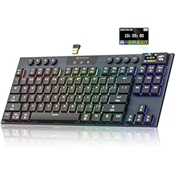 Hexgears Immersion A3 Low-Profile Wireless Mechanical Keyboard, TKL Hot-Swappable Aluminum Gaming Keyboard, BT5.0/2.4GHz/USB-C Tactile Switches, RGB Backlit, TFT Screen & 5800mAh Battery for Pc/Mac
