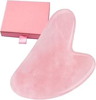 Gua Sha Facial Tool Guasha Stone Scraping Massage Natural Jade Stone Gua Sha Massager Tool For Face Eye Neck Anti-aging Slimming & Firming (Rose Quartz)