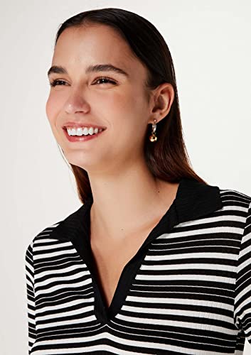 Blusa Feminina Polo Fio Tinto Listrada - Preto XP