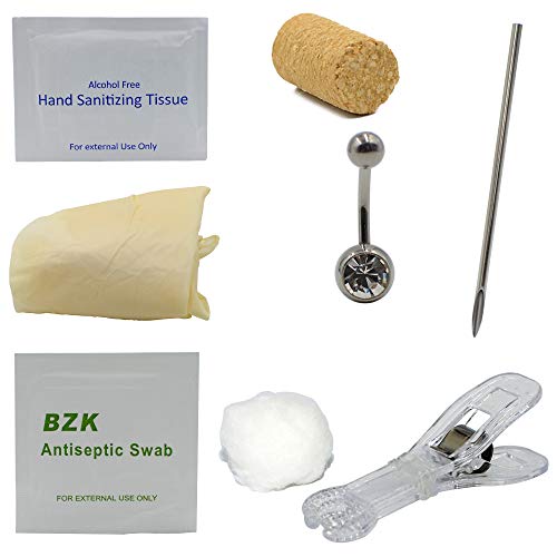 CHUANCI Disposable Body Piercing Kit Medical Sterile Piercing Pack for Ear Nose Nipple Belly Navel Septum Piercer Tool Machine Kit (Belly Ring Piercing Kit)