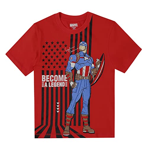 Image of Kidsville Captain America Printed Regular Fit Red Cotton Boy's T-Shirt