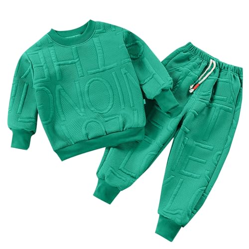 Toddler Ribbed Pullover Tops Pants Sets 2pc Cute Crew Neck Thick Sweater Joggers Sweatpants Outfits for Baby Boys