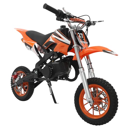 Zoobotanica Dirt Bike de 49 cc, para niños, jóvenes, Crossbike de 2 tiempos, 8 pulgadas, método de arranque manual, frenos de disco, hasta 50 km/h, máx. 80 kg, Motorsport Pocket Crossbike (naranja)