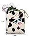 OUZ Canvas Tote Bag for Women, Dairy Cow Buffalo Canvas Handbag Shoulder Tote Bag, Cute Strawberry Tote Bag, Shopping Grocery Reusable Tote Shoulder Bag Casual Bag Gift for Girl Sister Friend