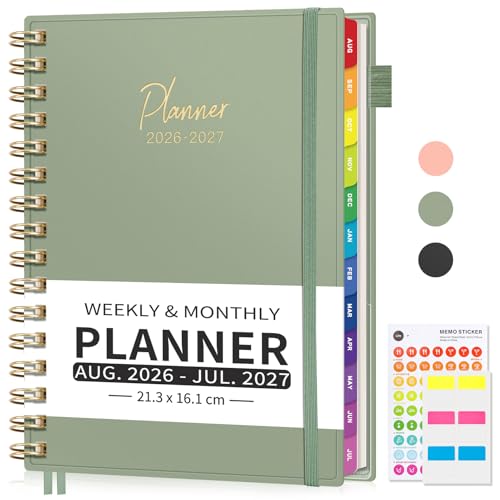 EMSHOI Academic Diary August 2026 - July 2027 A5 30-Minute Planner Light Green | Mid Year Work Diary Week to View Appointment Book for Teachers & Professionals
