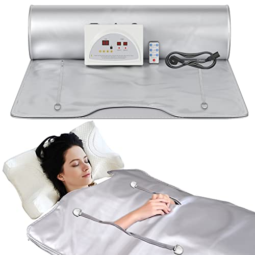 Hlieeosfcn Infrarot Saunadecke, 2 Zone Temperaturkontrolle Infrared Sauna Blanket mit Handreißverschluss, Tragbare Sauna Decke mit Fernbedienung, Portable Sauna für Zuhause, Schönheitssalon, Spa