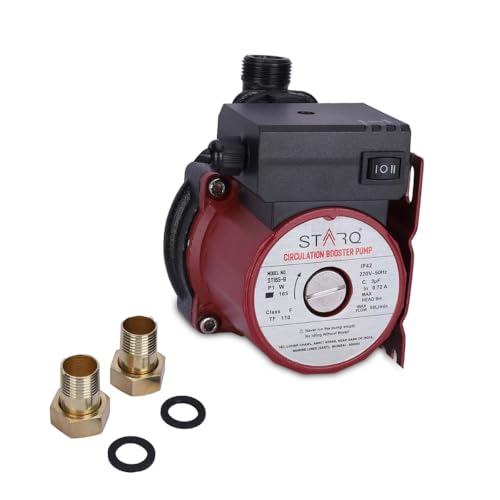 Image of STARQ ST165-9 Inline Automatic Water Pressure Pump With Wall Mounting Bracket Suitable for Hot Water Circulation, Washing Machine, RO & Shower (RED)