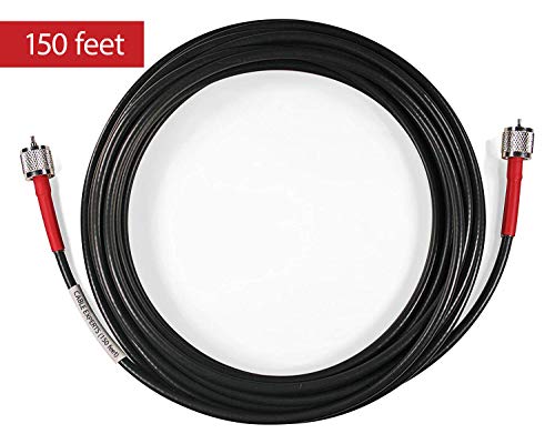 Cable Experts RG-8X Coax Cable - 150 FT PL259 M/M Connectors - Heavy Duty Indoor/Outdoor Weatherproof Jumper Cables - CB, Ham Radio, Short Wave Radio - HF, VHF, UHF