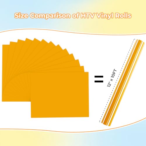 Image of Yellow HTV Heat Transfer Vinyl Bundle: 13 Pack 12 x 10 Yellow Iron on Vinyl