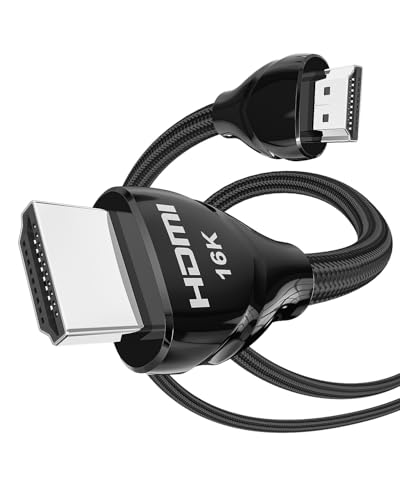 Fibopitcal 96Gbps HDMI 2.2 Cable 6ft Braided, 16K@60Hz 8K@240Hz 4K@480Hz