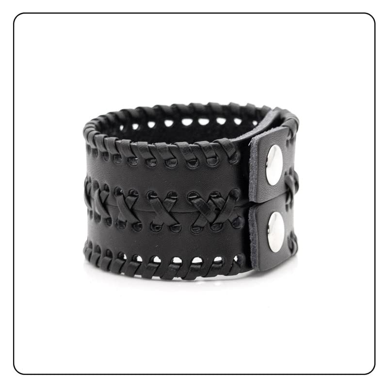 Image of Punk Rock Wide Cuff Wristband Braided Leather Bracelet