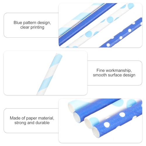 Pitillos desechables de papel azul para fiesta 200 pcs miniatura 5