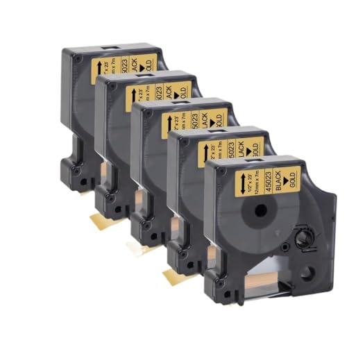 10PCS 12mm D1�e�[�v45013 45010 45018 45024���x���}�l�[�W���[160 280����ѓ��l�̃��[�x�����[�J�[ColorPop�p�̌݊����̂��郉�x���e�[�v(5PK Black on Gold)
