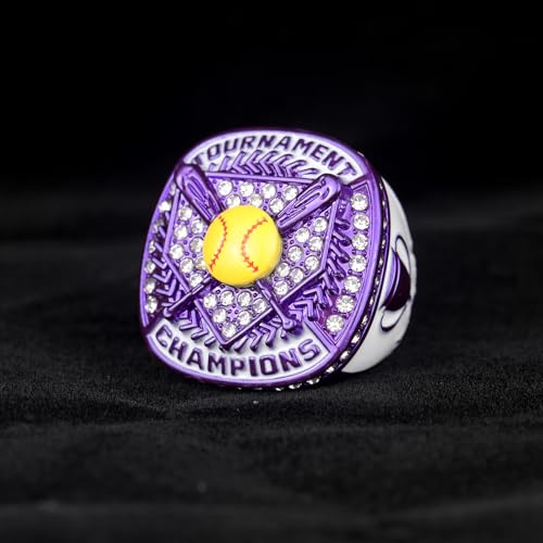 Image of 12 pcs Pack Metallic Colors Softball Tournament championhsip Trophy Ring Softball Teams Players Awards Size 9