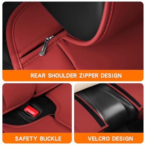 Image of MINGBRON Front Car Seat Covers, Leather Car Seat Covers, Fit for Most Cars SUV and Most Sedan Red