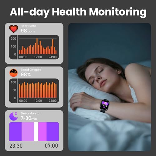 Image of Smart Watch for Men Women Answer /Make Calls, Touch Screen Fitness Watch with Heart Rate Sleep Monitor Step Counter, Sports Modes Smartwatch, IP68 Waterproof Fitness Tracker for Android iOS