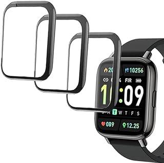 smaate 3D Screen Protector Compatible with Smartwatch Liufiueq P86, P32 of Sudugo Motast Coucur Ordtop, Nerunsa P32B 1.69inch and FITNIV IW2 1.55inch, 3-Pack, Full Coverage, Curved Edge frame