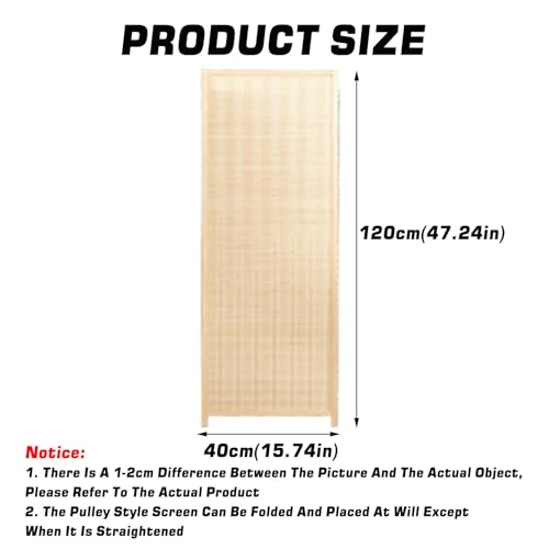 3/4/5/6/7/8パネルショートルームディバイダー、可動式折りたたみパーティション、織り遮光木製プライバシースクリーン、家庭、学校、オフィス用(120x40cm-5 panels)