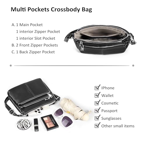 befen Genuine Leather Crossbody Purses Bags for Women, Small Pocketbooks Shoulder Bag Satchel Purse with Multi Pockets3