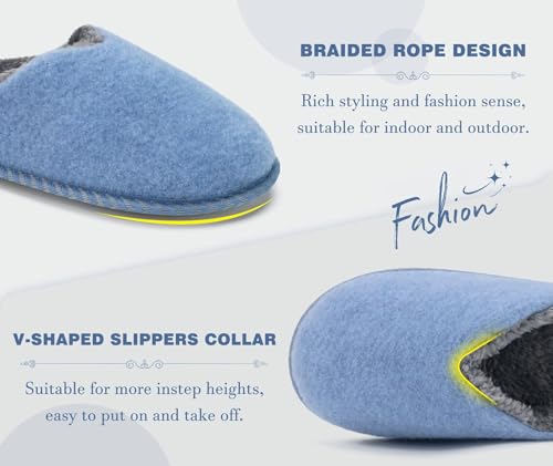 Image of KuaiLu Womens Supportive Memory Foam Slippers Felt Fuzzy Lined Heel Cushion Lightweight House Shoes for Indoor Outdoor