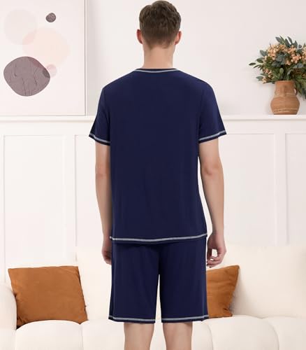 Image of NACHILA Men's Bamboo Viscose Pajamas Set Raglan Short Sleeve Shorts Pjs