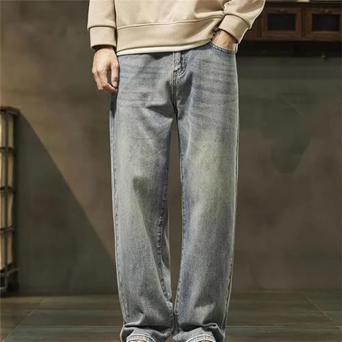 Men's Blue Jeans – Wide Leg Loose Straight Denim Pants, Cotton Casual Streetwear Trousers3