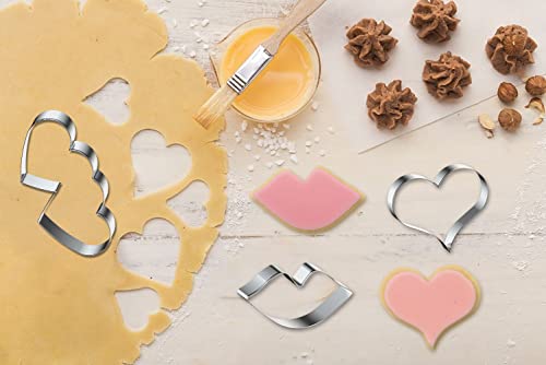 Hying 6 Pcs Valentine's Day Love Hearts Cookie Cutter Set For Baking, Kiss Cake Cookie Cutters Stainless Steel Valentines Cake Biscuit Cutters Molds Sets For Kids Friends Diy Baking #TOP3