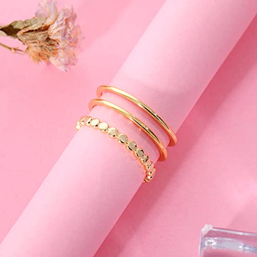 Rlmoon 3Pcs 14K Gold Filled Rings Stacking Ring For Women Gold Thin Plain Ring Band Stackable Thumb Pointer Finger Ring Statement Comfort Fit Size 8 #TOP4