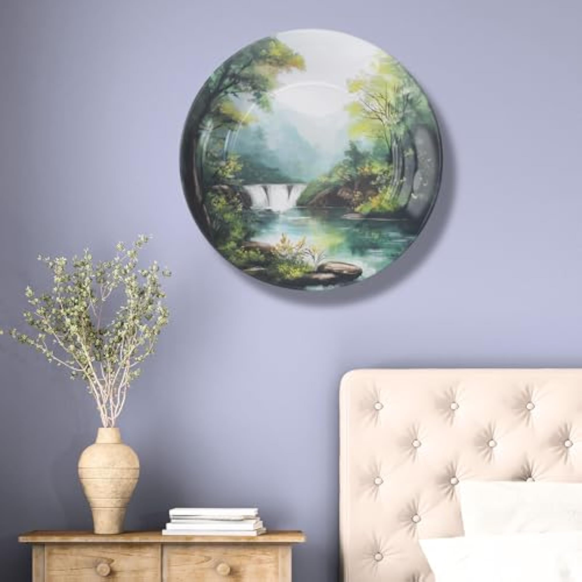 Waterfall Wall Art Plate, Scenic Landscape Design