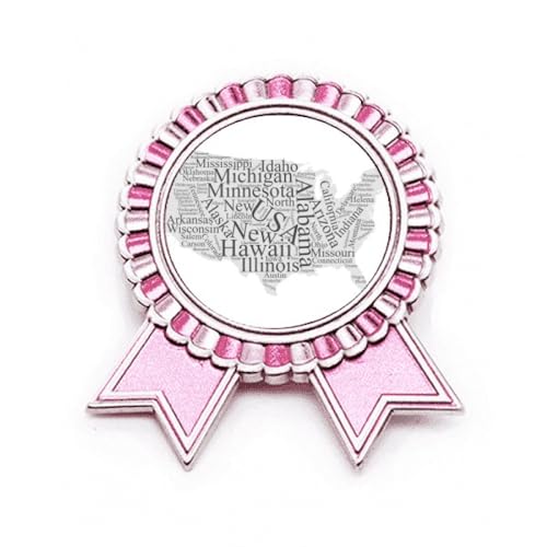 Broche carte de ville Ameusa rose en métal pour sublimer un blazer