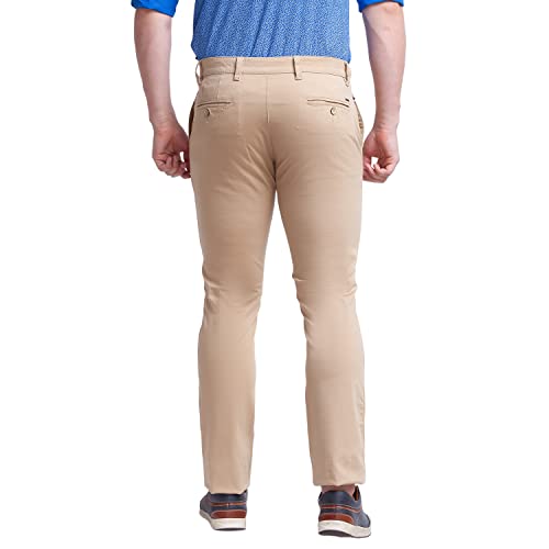 Image of Parx Men's Cotton Blend Solid Pattern Low Rise Tapered Fit Flat Front Casual Trouser