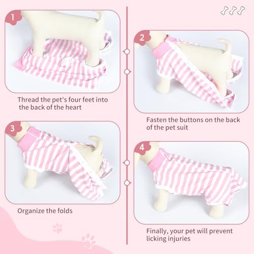 TQFlow Hundbody Nach Op, Body Hund Kastration Wundschutzanzüge Hündin Rüde, Wundschutz Professioneller Pet Recovery Suit, Operationsbody Hund Body Atmungsaktiv Hunde Einteiler (Rosa,XS)