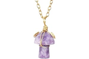Rose Quartz Cute Mushroom Necklace - Affordable Aesthetic Fashion Accessory Under 3 Dollars