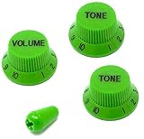 Vintage Forge Green Guitar Control Knobs (1 Volume, 2 Tone, 1 Switch Tip) for Fender Strat Style Electric Guitars Fits USA (Imperial) Split Shaft Pots STKUS-GRN