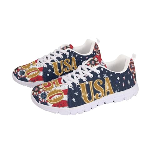 Image of Jeiento American Flag Shoes Men's Fashion Sneaker Sports Running Shoes Causal Travel Walking Flat Shoe Breathable