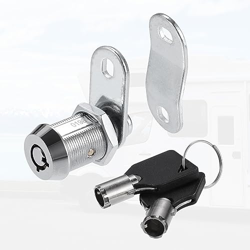 Image of X AUTOHAUX 8 Set Chrome Finish Cam Lock RV Storage Locks Keyed Alike 7 /8 inch Cylinder Fits on 9 /16 inch Max Door Thickness with 16 Keys for RV Compartment Camper