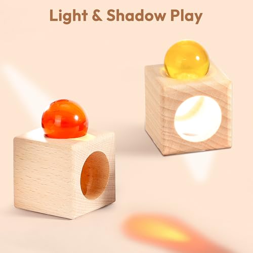 Image of Woodtoe Building Blocks for Kids, Montessori Stacking Toy for 3-6 Year Old | Wooden Blocks with 8 PCS Gem Balls, Educational STEM Creative Sensory Toy, Birthday Gifts for Kids Boys Girls