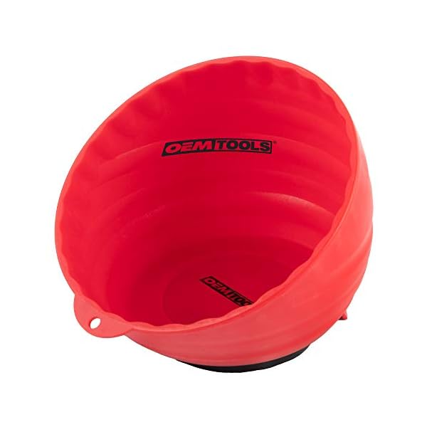 OEMTOOLS 25333 Red Magnetic Nut Cup, Magnetic Bowls for Holding Nuts and Bolts, 6 Inch Cup Diameter, Coated Magnet…