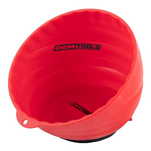 OEM TOOLS 25333 Red Magnetic Nut Cup, Magnetic Bowls for Holding Nuts and Bolts, 6 Inch Cup Diameter, Coated Magnet Sticks to All Ferrous Work Surfaces