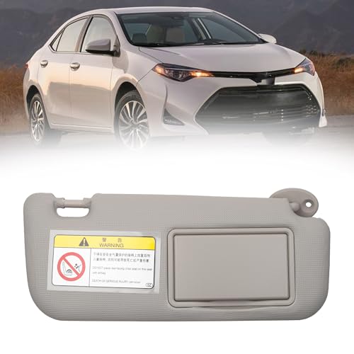 Dasbecan Gray Right Passenger Side Sun Visor with Vanity Mirror Compatible with Toyota Corolla 2014 2015 2016 2017 2018 Replaces# 74320-02B50-B0