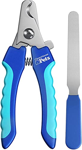 Dog Nail Clippers & Cat Nail Clipper with Nail File - Large Pets - Cat Nail Clippers with Safety Guard to Prevent Over-Cutting - Sharp & Stainless Steel