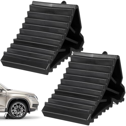 OUNONA 2pcs Universal Black Plastic Tire Stop Control Triangle Pads, Designed For Car And Truck Styling, Serve As Anti-Slip Tools.