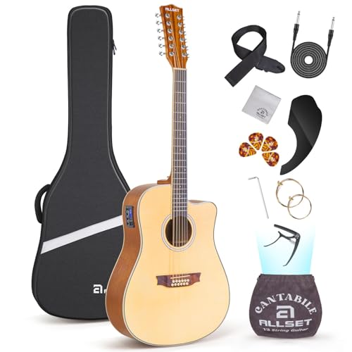 ALLSET 12 String Guitar Acoustic Electric | Full Size Guitar