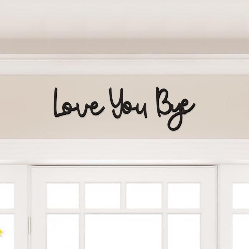 2025 New Year Gift - Cute Metal Door Topper Love You Bye Over Door Frame Decor Corner Sign Black Ornaments Wood Decorations Funny Christmas (Love You