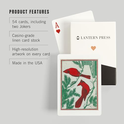 Baraja de 52 cartas tamaño póker dos pájaros cardenales miniatura 3